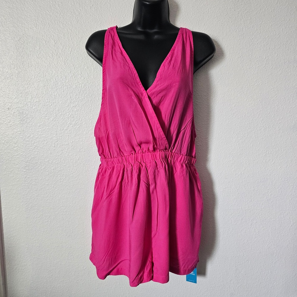 Cupshe Womens Hot Pink Surplice V-Neck Elastic Waist Romper CAA07C3D001EW S